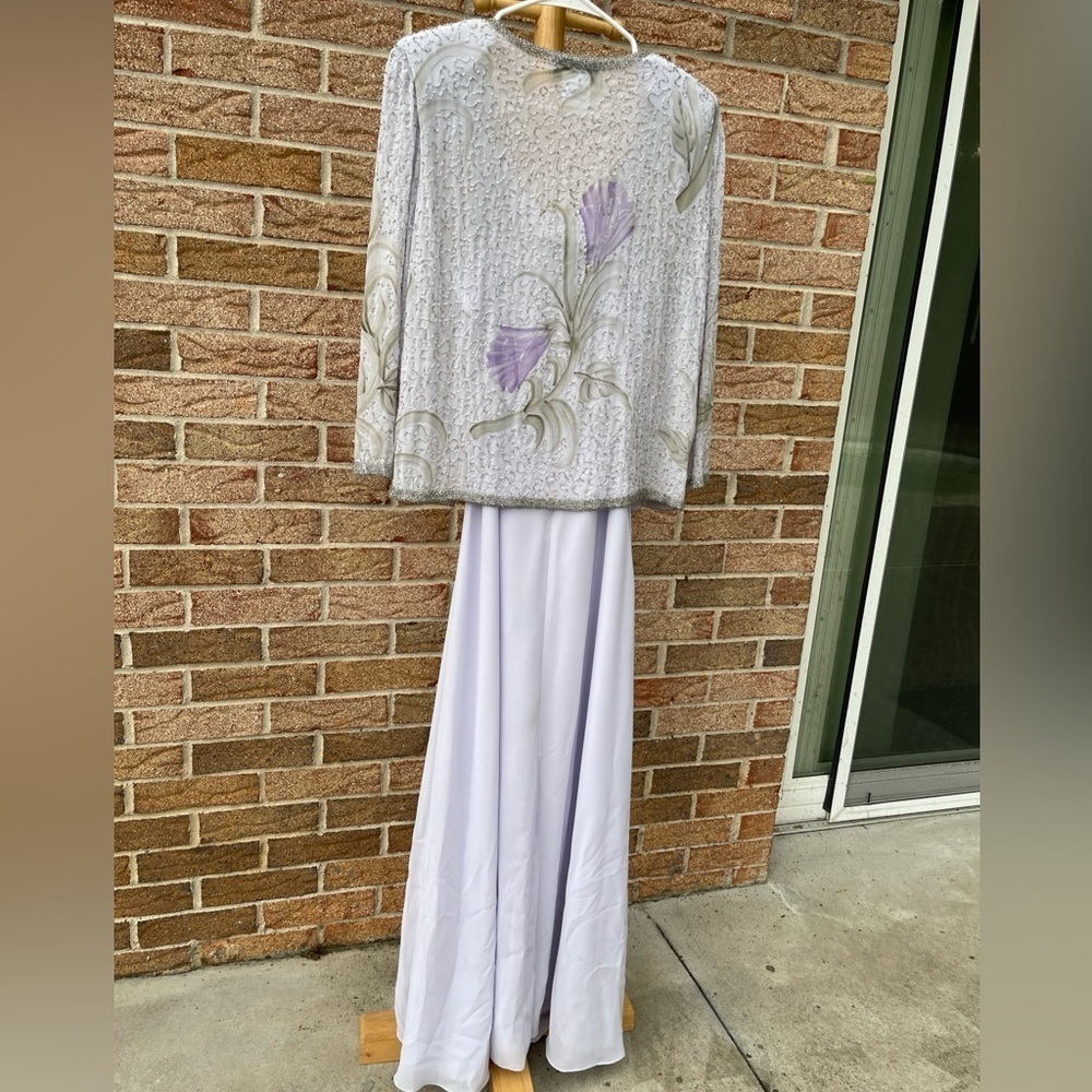 Vintage 80s Laurence Kazar beaded dress size 8 Lilac And Purple - Picture 3 of 13